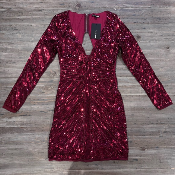 Fashion Nova Dresses & Skirts - NWT FashionNova “Embellishing the Moment” Sequin Long Sleeve Dress in Red